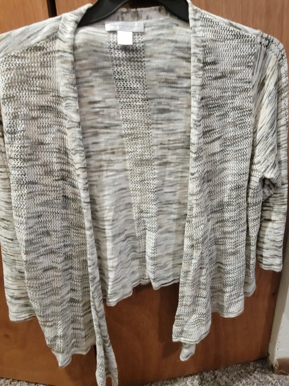 Christopher & Banks Light Gray Marled Open-Front Cardigan